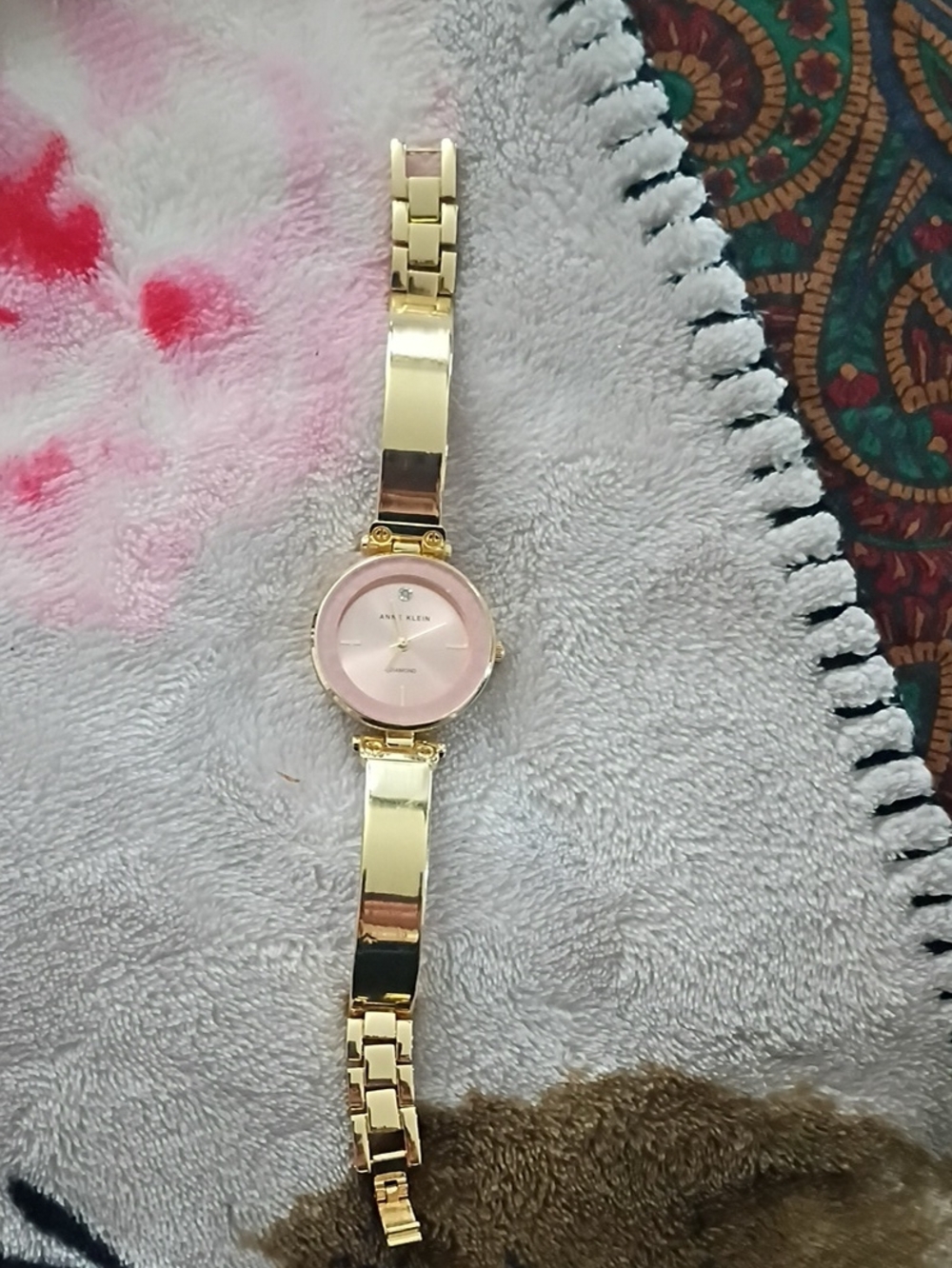 Anne Klein Gold Tone Bracelet Watch with Genuine Diamonds